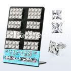 brczsq9 silver ear stud with 9 10mm prong set square cz stones