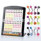 brdi3 316l steel eyebrow banana with 3mm acrylic uv dice