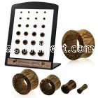 brdpwb display w 24 of coconut wood double flare flesh tunnels