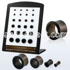 brdpwn display w 24 of sono wood double flare flesh tunnels