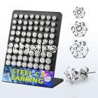 brescz 36 pcs stainless steel earring stud with prong cz stone