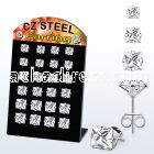 bresq 12 pcs stainless steel earring stud with clear prong cz