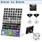 bresqz2 36 pcs stainless steel earring stud with black prong cz