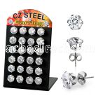 bresz9 stainless steel earring stud with 3 5mm prong cz stone