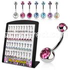 brmix25 316l steel belly banana with bezel multi jewel ball