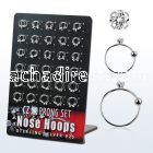 brnhm19 board silver noose hoops w 2mm prong set clear cz stone
