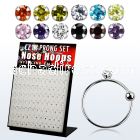 brnhmx11 board silver noose hoops w 2mm prong set round cz stone