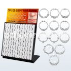 brnhmx18 display w 96 pcs. of assorted silver fake septum rings