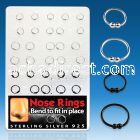 brnhp11 silver nose hoops with double halve black ball closure