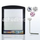 brnsczm silver nose stud with prong round assorted colored cz