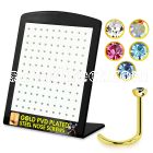 brnstc3 gold anodized 316l nose screw with colored crystal top