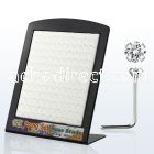 brnszc silver nose stud with clear prong set cz stones