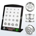 brpg143 board w steel screwfit flesh tunnel w biohazard logo