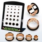 brpg199 display w rose gold pvd plated steel single flare tunnel