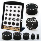 brpg207 display w areng wood solid double flare plug crystal rim