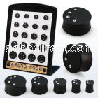 brpg208 display w areng wood solid double flare plug w crystals