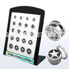 brpg94 board of polished steel screwfit flesh tunnel w star