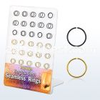 brsel7 display w 60 pcs anodized 316l steel seamless rings, 20g