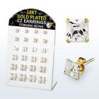 brsgp3 silver ear stud w 18k gold plating square prong cz