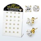 brsgp4 silver earring stud w 18k gold plating prong clear cz