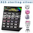 brzmgm silver magnetic ear stud prong round cz stone