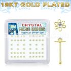 bxfl2cg 18k gold plated silver nose bones clear flower