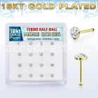 bxfr16gc 18k gold plated 925 silver nose bones 3mm ferido glued half ball resin cover