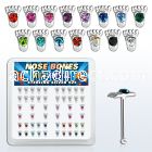 bxftm silver nose bone with colored crystal foot print top