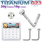 bxunl1 titanium g23 nose studs clear bezel set 16pcs