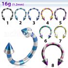 cbemtn zebra striped pvd 316l steel circular barbell w cone