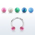 cbeop4 316l steel circular barbell w 4mm synthetic opal balls