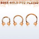 cbettdi rose gold steel circular barbell w 2 3mm dices