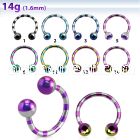 cbtlb14 zebra striped pvd 316l steel barbell w 5mm ball