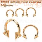 cbttcnm rose gold pvd plated steel circular barbell w 4mm cones