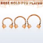 cbttdi rose gold steel circular barbell w 2 4mm dices