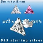 cztrm silver ear studs with triangle prong set cz stone