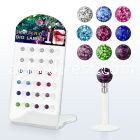 dacb107 board of bioflex labret with push in multi crystal ball