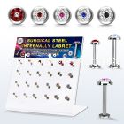 dacb226 steel internall labret w multi crystals dot flat top