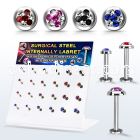 dacb227 steel internall labret multi crystals tri star flat top