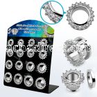 dapg186a display w 16 pc of 316l steel flesh tunnel w clear cz