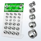 dapg9 board of high polished 316l flesh tunnel w crystal rim