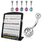 dbnj3 316l steel belly banana with bezel jewel steel ball