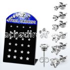 derzst 316l steel earring stud with clear star shaped prong cz