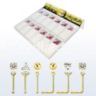 dgm12 large display tray w 288 pcs.of 14kt gold nose jewellery