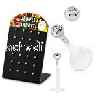 display w 24 bio flex labrets w 3mm clear jewel ball top 