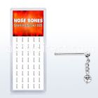 dnbdc1 box of silver nose bones w ball dangling clear crystal