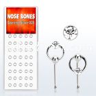 dnbrc1 box of silver nose bones w clear crystal on slave hoop