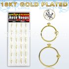 dnsm108 box w gold plated 925 silver nose hoop w 1.5mm crystal
