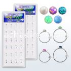 dnsm111 box w silver nose hoop w ball 2mm synthetic opal top