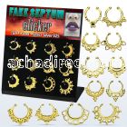 dnsm117 display w gold plated fake septum clickers indian design
